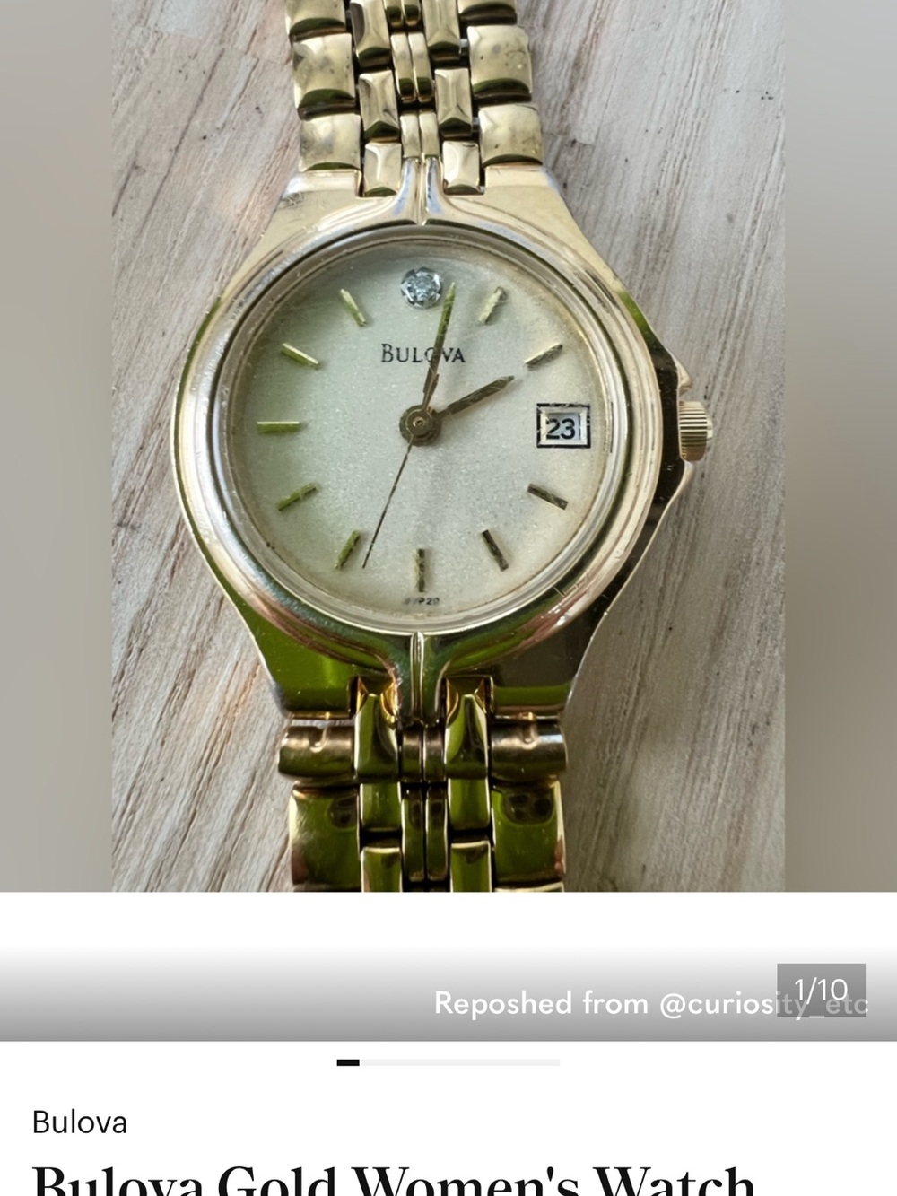 Bulova Gold Tone Women's Bracelet Watch with Crystal Accent